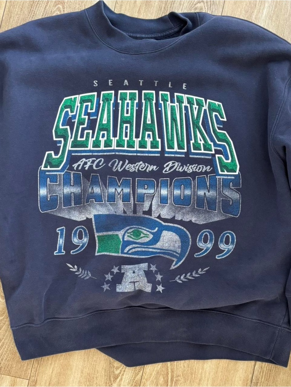 Abercrombie & Fitch Navy Seattle Seahawks 1999 Champions Crewneck